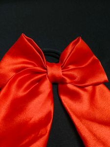 Chic Red Satin Bow Hair Tie