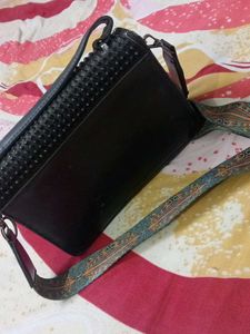 Stylish Black Studded Crossbody Bag
