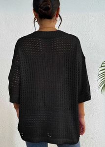 Chic Black V-Neck Knit Top
