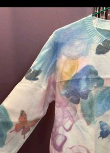 Pastel Butterfly Print Sweater