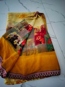 Vibrant Floral Patchwork Saree