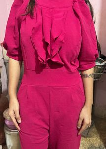 Vibrant Pink Ruffled Jumpsuit