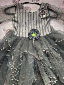 Sparkling Grey Party Gown for Girls