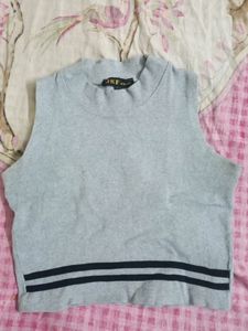 Gray Sleeveless Knit Top