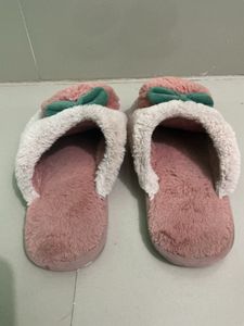 Cozy Pink Bow Slippers