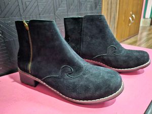 Sreeleathers Black Suede Ankle Boots