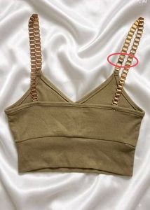 Ribbed Tank Top with Chain Straps