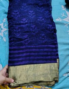 pure handloom chanderi batik Saree with kaddi Bord