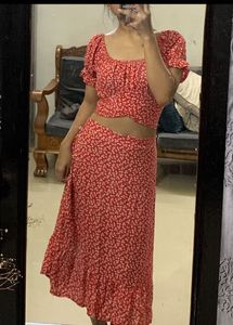 Co-ord set Red Floral Print