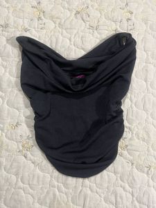 Chic Black Cowl Neck Ruched Top