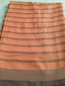 Orange Striped Saree with small mistake