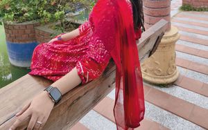 Beautiful Red Bandhani Kurta Set
