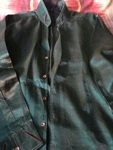 Designer Silk Blouse saree and shirt couple combo