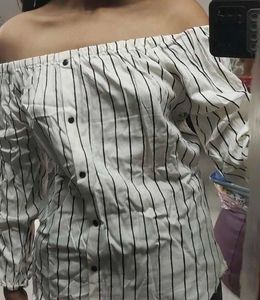 Striped Off-Shoulder Top۶ৎ