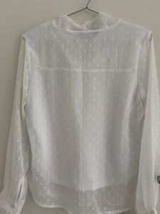 White Sheer Bow Blouse