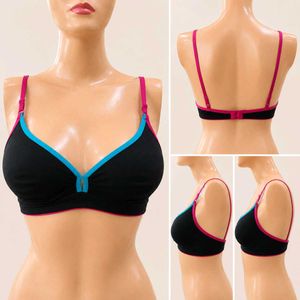 Comfortable Black Bra with Pink & Blue Trim