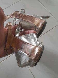 Metallic Silver Strappy Flat Sandals