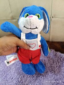 Vintage Collectible Kinder Joy Blue Bunny Plush To