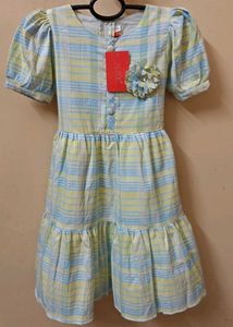 New Cute Blue & Yellow Plaid Dress