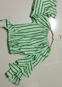 Striped Ruffle Sleeve Top