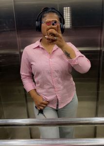 Pink Striped Button-Up Shirt