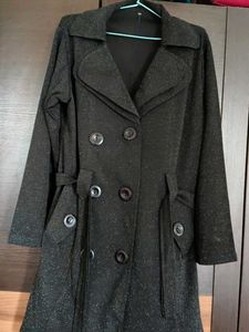 Sparkly Black Double-Breasted Coat