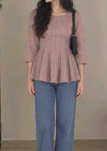 Pleated Peplum Top