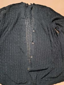 thrifted Chic Textured Button-Up Cardigan