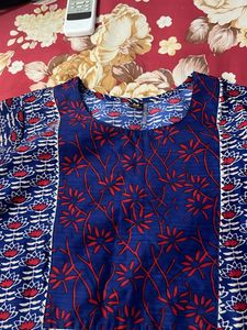 Blue Floral Print Kurti Top