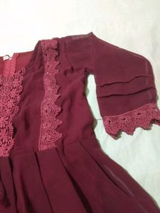 Charming Girls' Maroon Kurta with Pants
