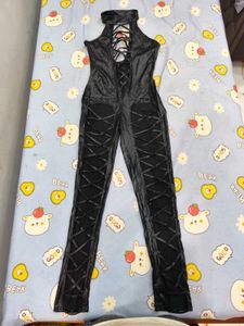 Black Strappy Punk Elastaine Jumpsuit