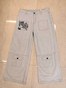 ✨Y2K Hand-Painted Sun cargo aesthetic baggy jeans