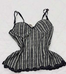 Vintage Striped Lace Trim Camisole Top