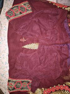 Maroon Embroidered Saree