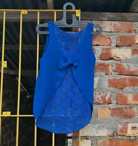 Blue Lace Trim Tank Top