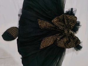 12-24 months Black &amp; Gold Bow Dress with Matching