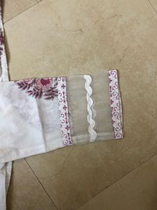 White &amp; Pink Floral Print Kurta Set