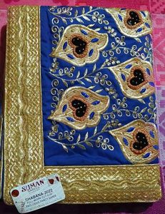 100% Cotton Royal Blue Embroidered Fancy Saree