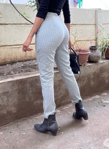 Plaid High-Waisted Trousers