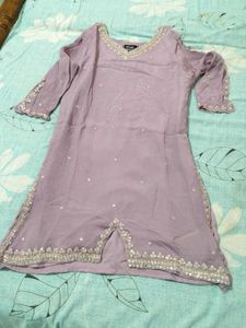 Beautiful Embellished Lavender Kurta with sharara