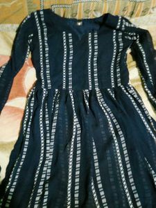 Elegant Teal Kurta Set with Striped Detail