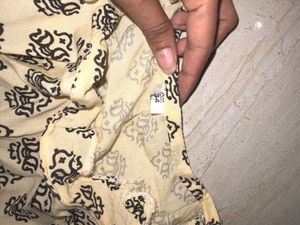 Cream Floral Print Short Kurti