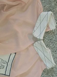 Peach cute crop top with a white collor