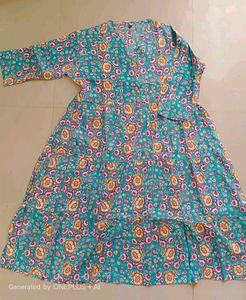 Teal Floral Print Kurta