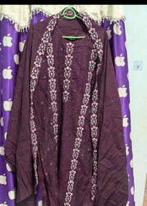 Embroidered Purple Kurta Set