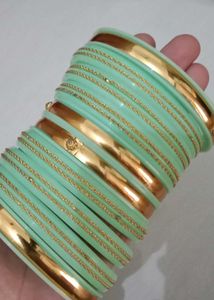 Elegant Mint &amp; Gold Bangles