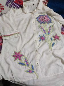 Embroidered Cream Kurta
