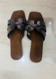 Metallic Slide Sandals