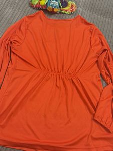 Vibrant Orange Long Sleeve Tunic Top