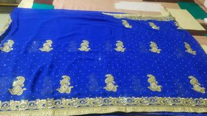 stunning royal blue sari with blouse